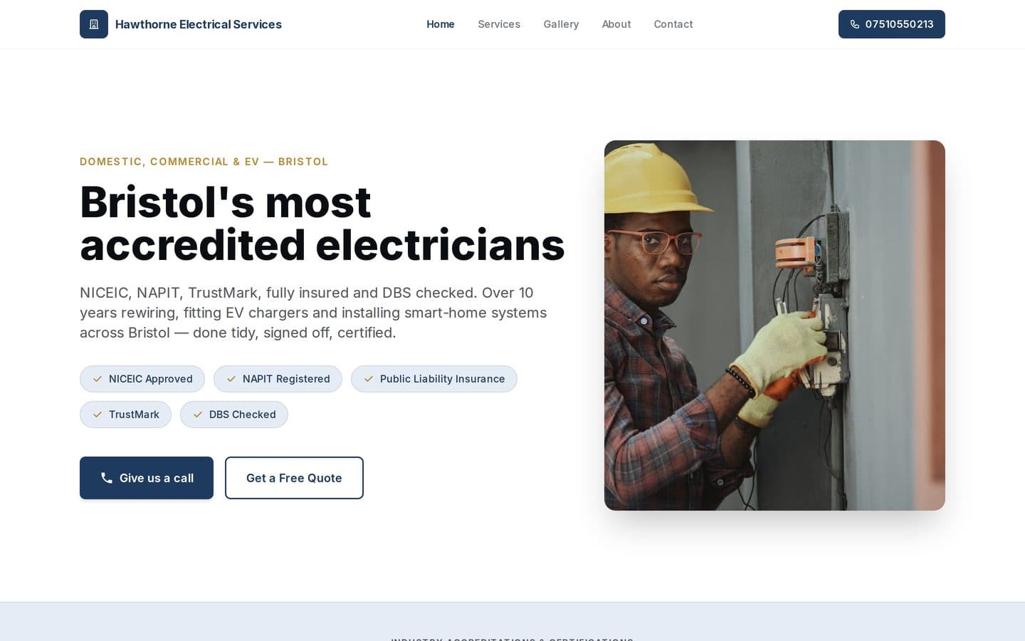 Example website we built for an electrical business in Bristol.