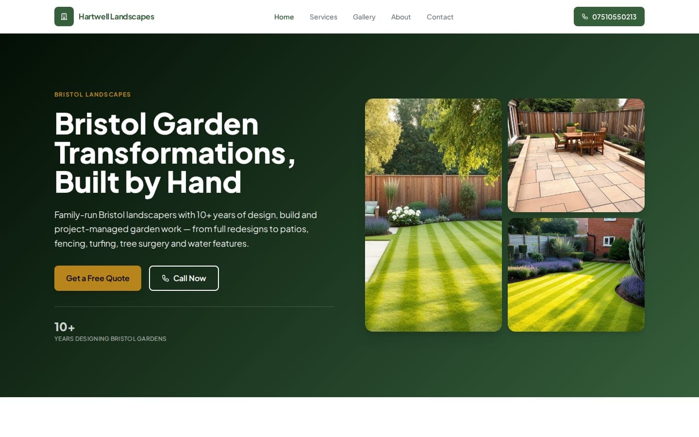 Example website we built for a landscaping business in Bristol.