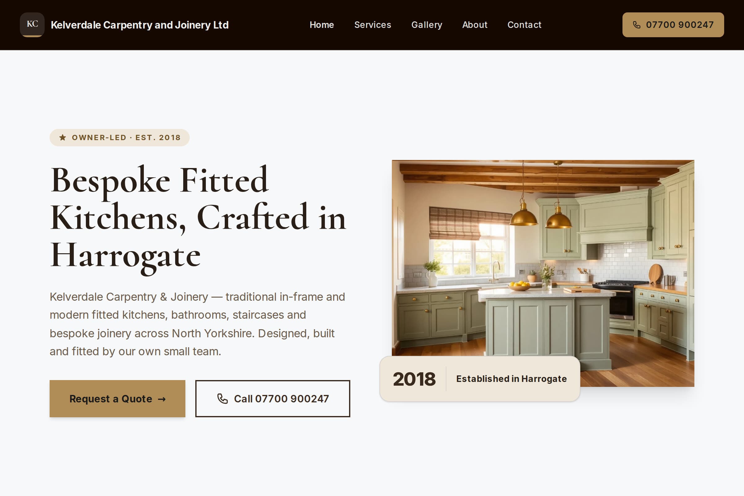 A carpentry and joinery website we built — an example build.